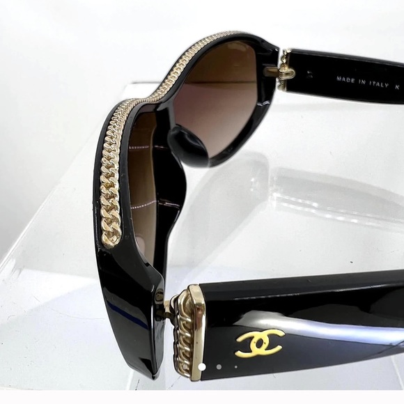 Authentic Chanel Black & Gold chain Sunglasses - Picture 3 of 5